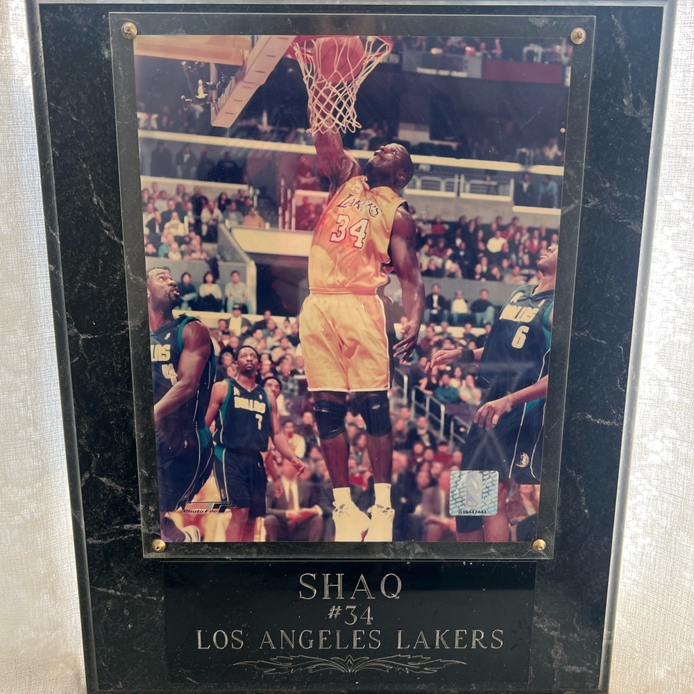 Los Angeles Lakers Shaq Framed Plaque - Black Marble Look